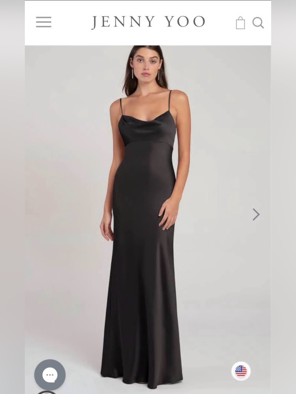 Jenny Yoo Addison Black Satin Slip Dress - Women's Formal Gown